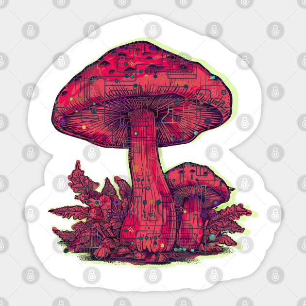 Cyber Mushroom Sticker by Anastasiya Malakhova